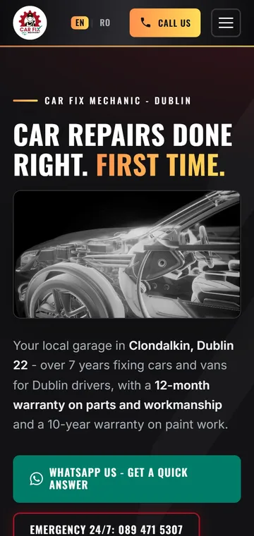 Car Fix Mechanic website on a phone