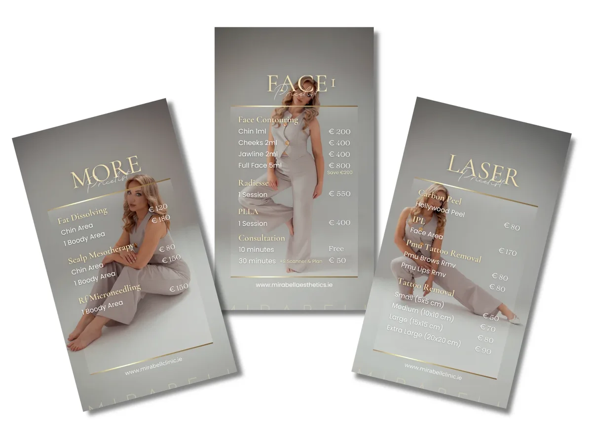 Mirabell Aesthetics price lists: face, laser and more